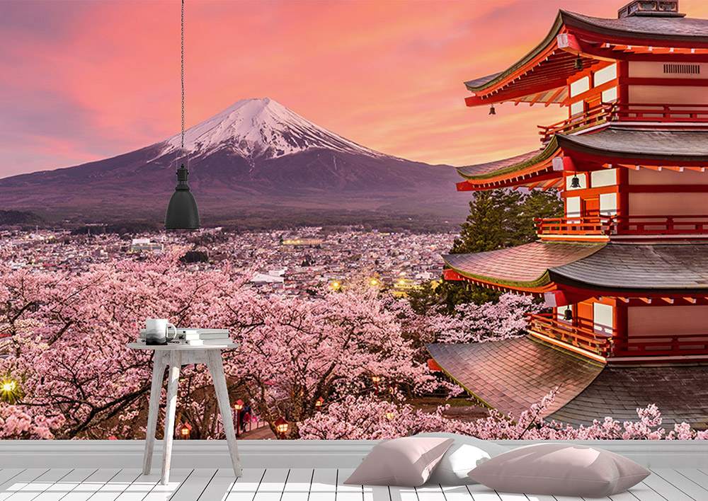 Toile adhésive repositionnable éco-conçue et recyclable : Fleurs Cerisiers Japonais
